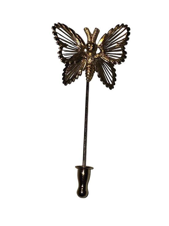 Monet Jewelry - Vintage 1980s Monet Goldtone Butterfly Stick Pin Lapel Hat Scarf Brooch